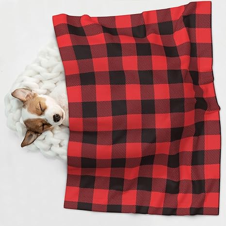 Review Buffalo Plaid Red Black Waterproof Dog Blanket – Soft Plush Throw Protects Bed, Couch, Or Car from Spills,Scratching, Or Pet Fur – Small