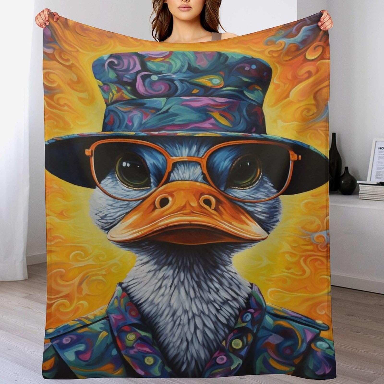Couverture polaire flannel douce canard plaid chaud jeté de canapé lit 130x150cm