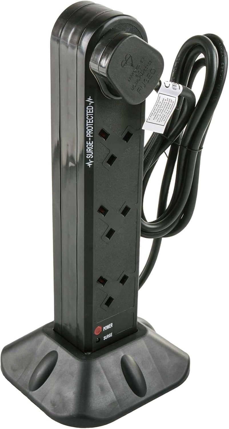 Knightsbridge ML 8 Gang 2 m Surge Protected Tower Extension Lead,Black