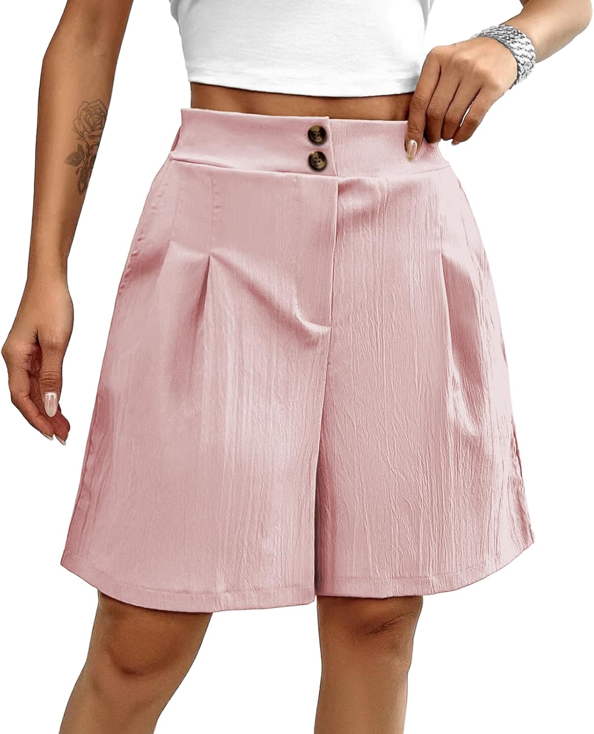 Shorts for Women High Waisted Button Lightweight Loose Shorts for Women Summer Comfortable Summer Pants Wide Leg