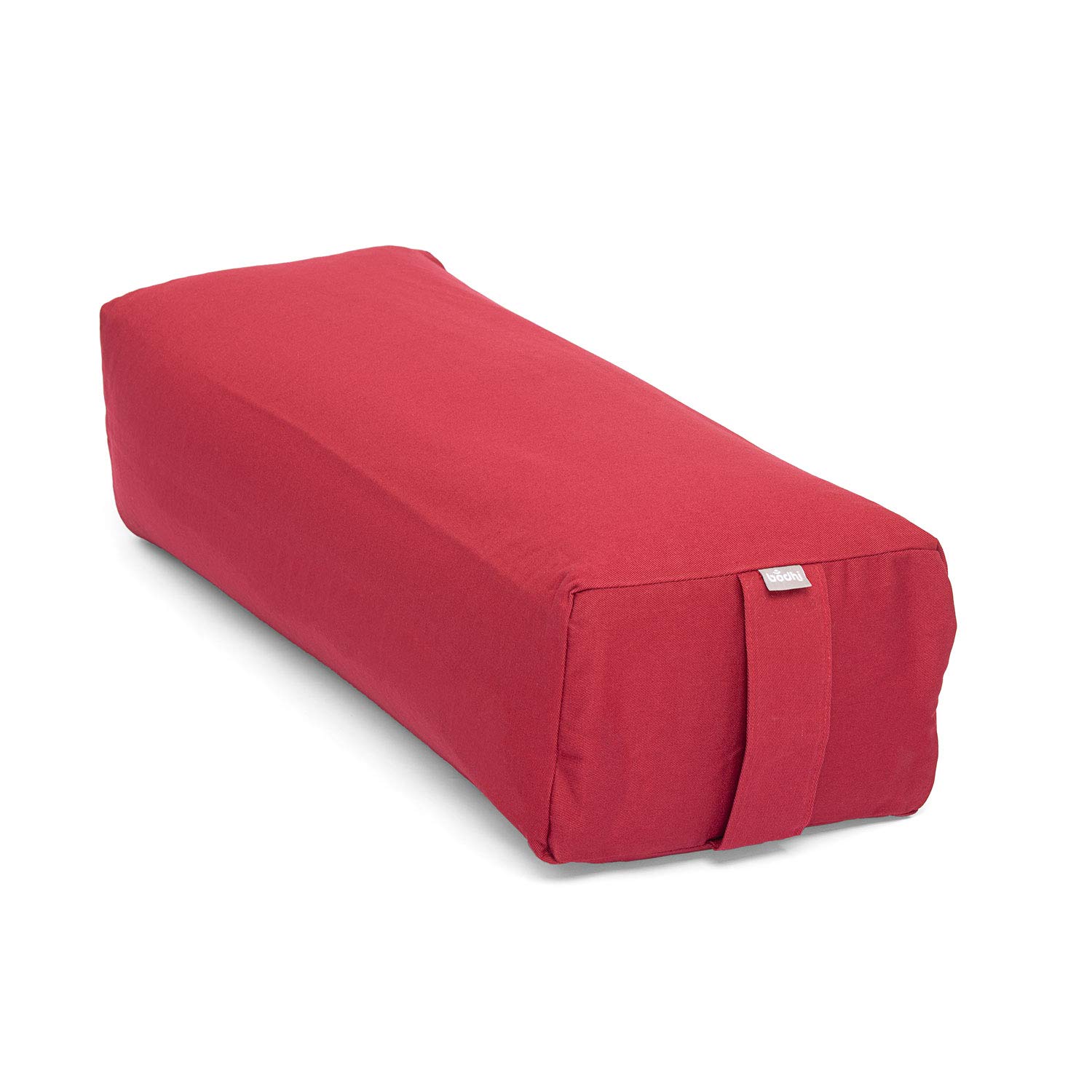 Bodhi Yoga Salamba Bolster Eco | Funda lavable de algodón 100% orgánico | Rollo de yoga rectangular con relleno de espelta orgánica | Cojín de yoga grande | Tamaño 63 x 26 x 20 cm (burdeos)