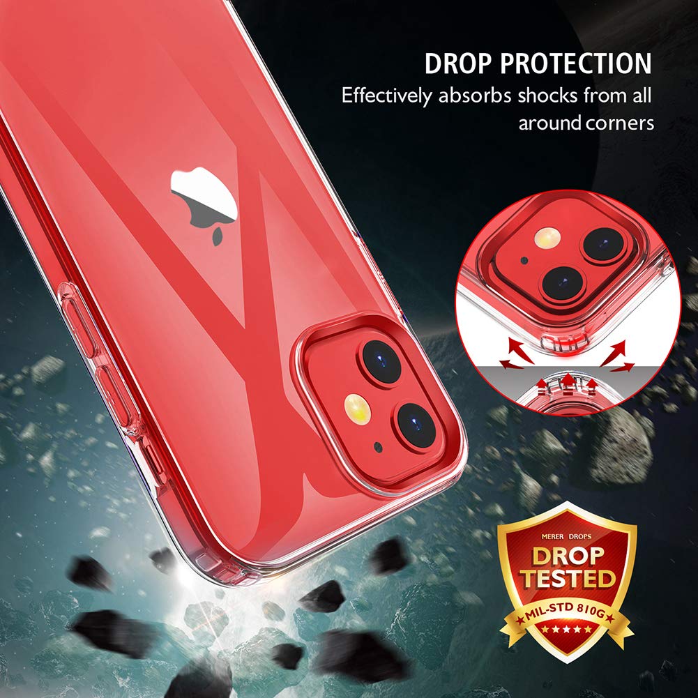 GANAN Cover Per IPhone 12 Mini – Custodia Trasparente Antiurto Con Angoli Rinforzati, Bordo Fotocamera Rialzato
