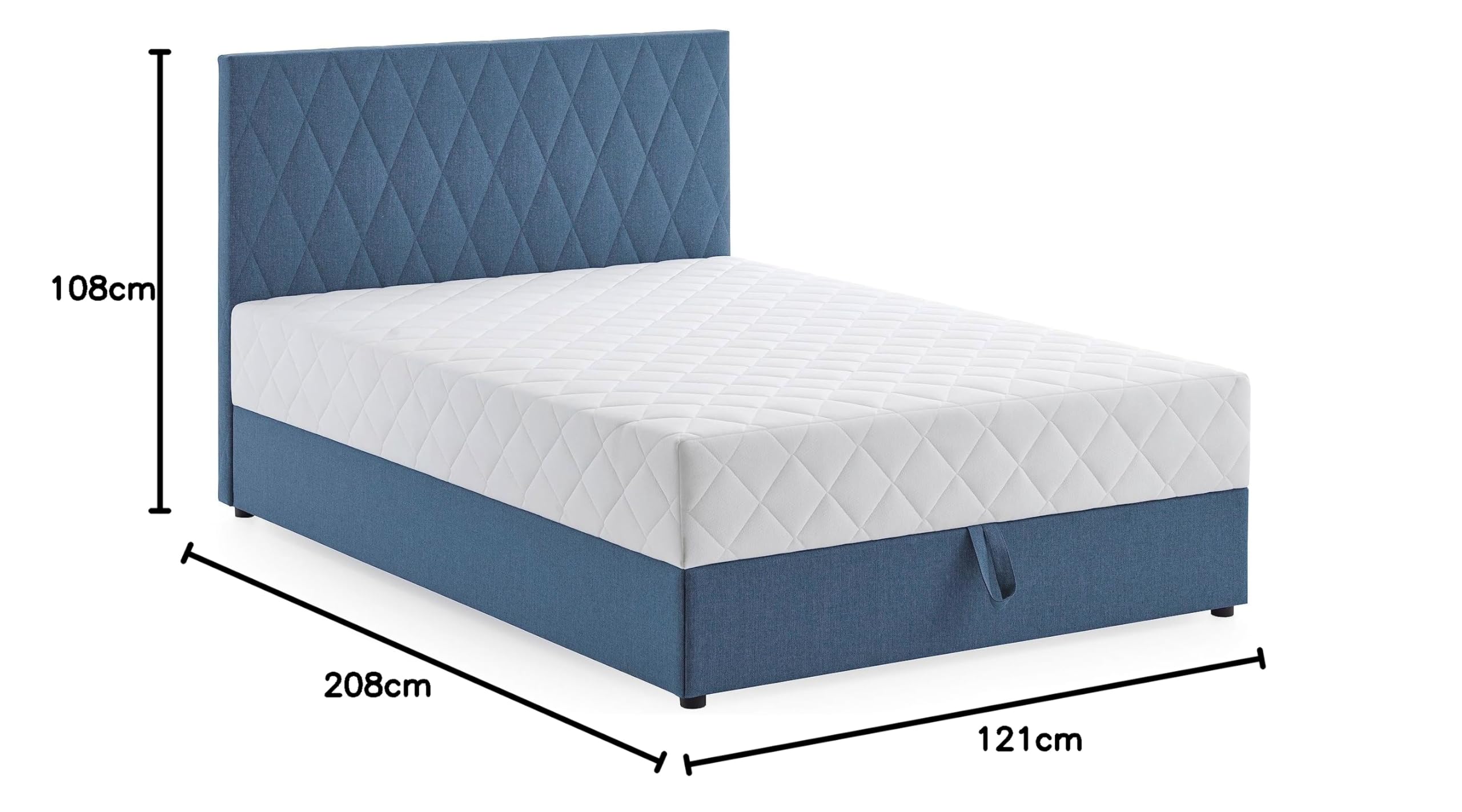 Atlantic Home Collection Letto portaoggetti Benita con molle insacchettate, 120 x 200 cm, azzurro