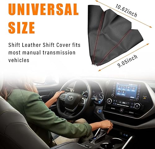 Miniatura 2 de Funda de piel sintética para palanca de cambios de automóvil, funda universal para palanca de cambios para la mayoría de automóviles manuales y