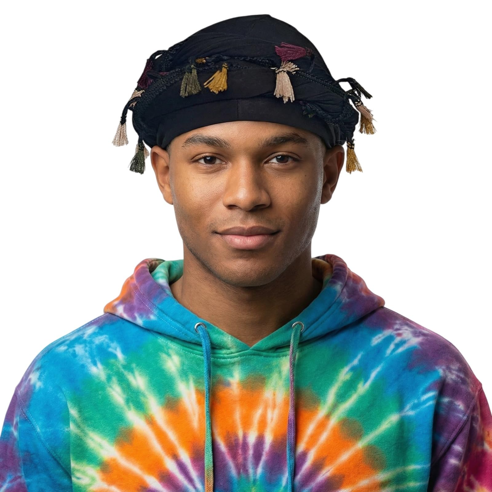 HIQIU Vintage Turban Herren Durag, Satin Gefüttert Stretch Kopf Halstuch, männer Twist Turban Durag Kopftuch Kopfwickel Hut