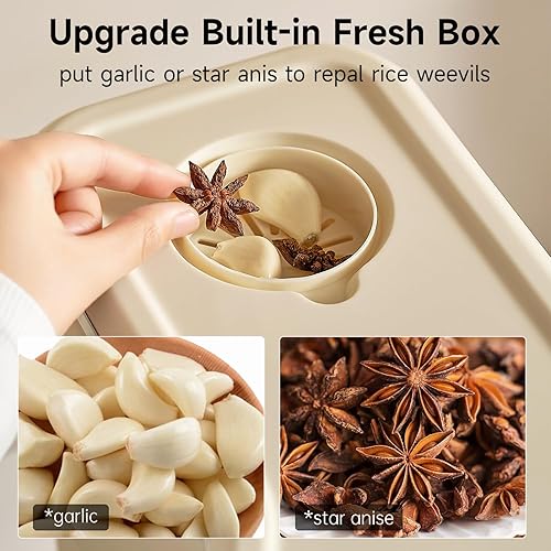 Miniatura 8 de Dispensador de arroz, recipiente de almacenamiento de arroz con taza medidora para despensa de cocina, contenedores de almacenamiento de alimentos