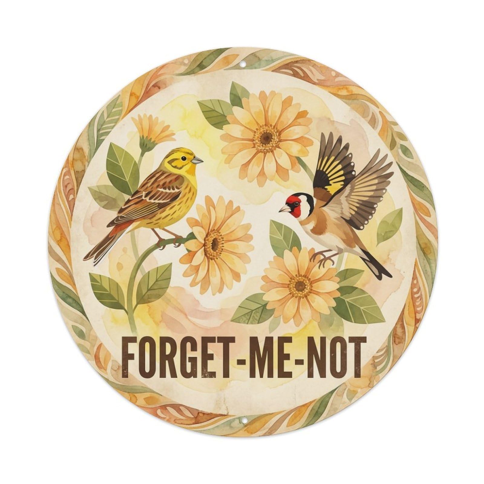 Gerbera Watercolor Bird Slogan Forget Me Not Metal Tin Sign