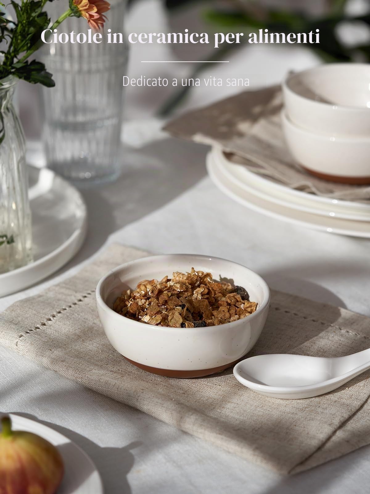 DOWAN Ciotole Aperitivo in Porcellana 270Ml - Ciotola in Ceramica Set di 6 per Gelato, Zuppa, Cereali, Riso,Yogurt - Adatto per Microonde e Lavastoviglie - Vaniglia Bianca