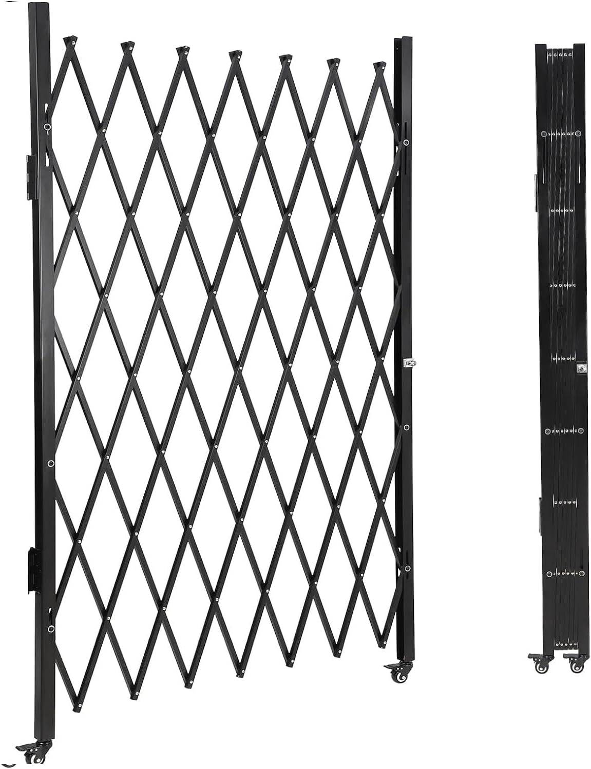 Hipicute Expandable Folding Security Gate - 85" H x 95" W, Heavy Duty Steel Construction with Powder Coating, 360° Locking Casters, Easy Install for Driveways, Gardens, Storefronts & Commercial Use