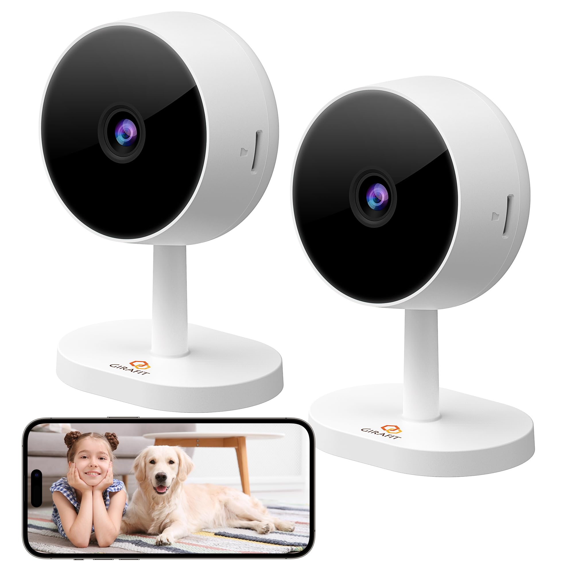 3MP 2K Indoor Camera 5GHz & 2.4GHz, Indoor Home Security Cameras 2 Pack for Baby/Elder/Dog/Pet Camera with Phone app, Motion Detection, 2-Way Talk, US Cloud & SD Card Storage