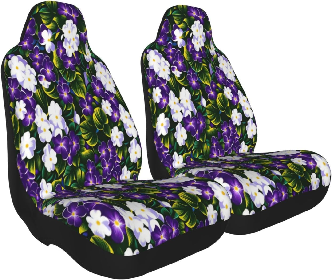 Purple and White Floral Flowers Car Seat Covers Universal Auto Seat Cushion Protector Automotive Interior Decoration for Cars SUV Truck Sedan