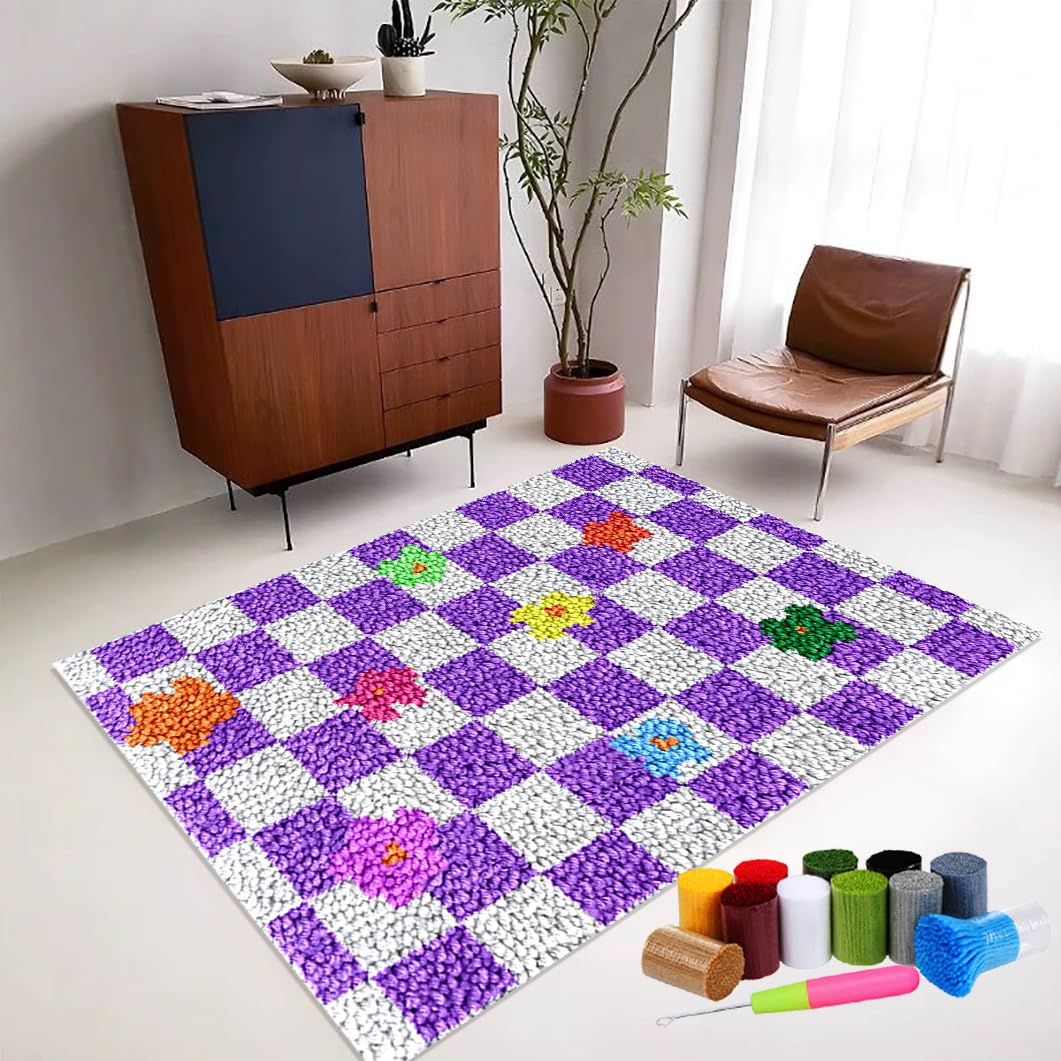 61 x 87 cm zestaw dywaników z haczykiem zatrzaskowym, zestaw do produkcji dywanów ściegów krzyżykowych, kreatywny dywan do wiązania DIY, zestaw haczyków do wiązania, zestaw haczyków do zamykania