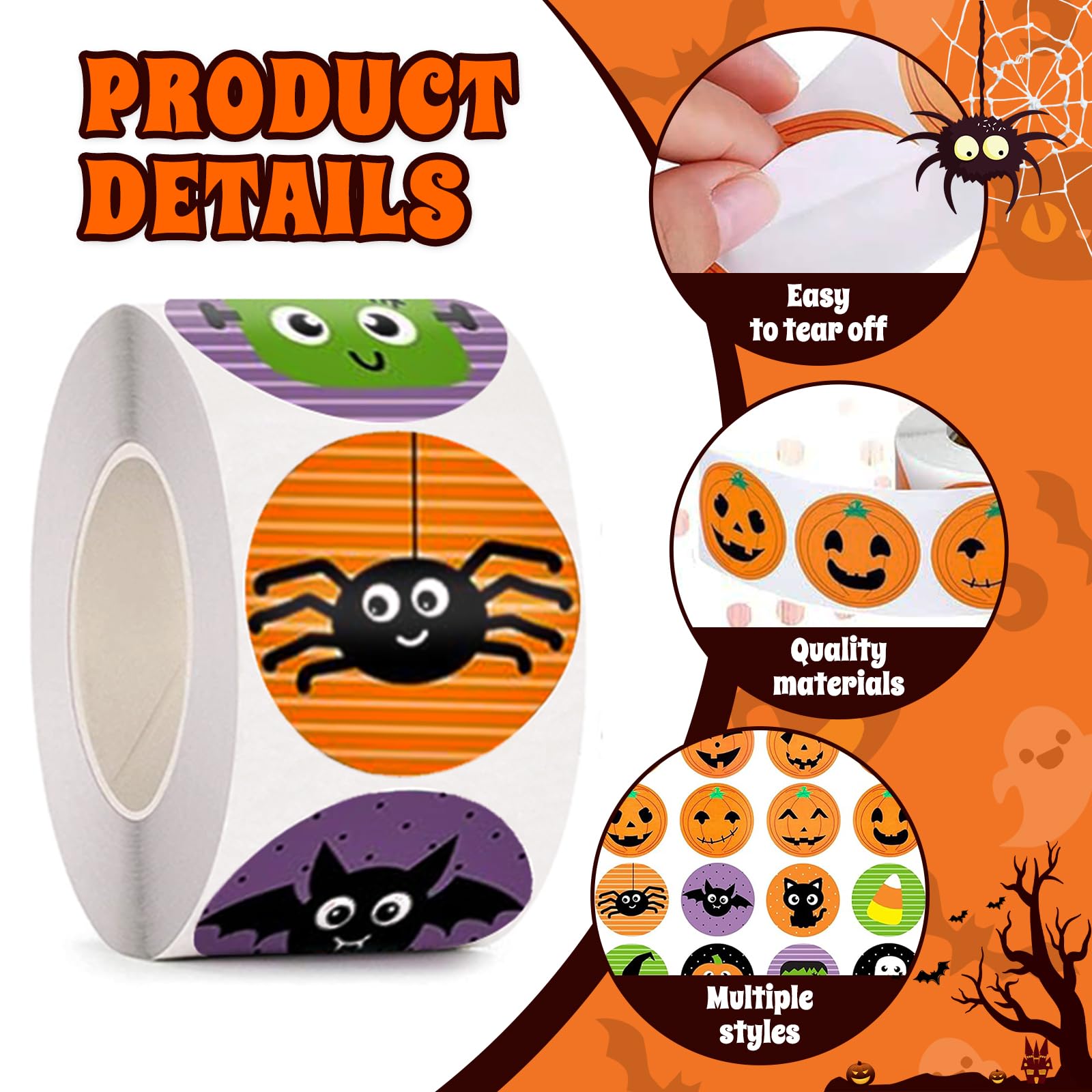 Autocollants Halloween - 180 Stickers Fantômes, Citrouilles, Chauves-souris Pour Décorer Cadeaux, Invitations & Fêtes