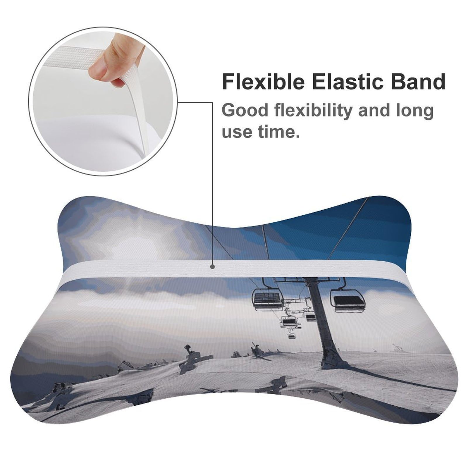 Almohada de elevación de esquí al sol, núcleo de almohada de espuma viscoelástica, cojín, proporciona apoyo para el cuello, almohadas de coche para asientos de coche de viaje y oficinas en