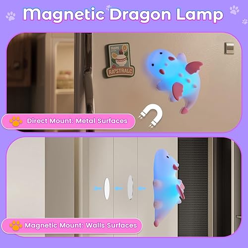 Miniatura 7 de Luz nocturna de dragón de leche para niños, bonita lámpara de dinosaurio regalos para niños y niñas, lámpara de noche magnética de silicona