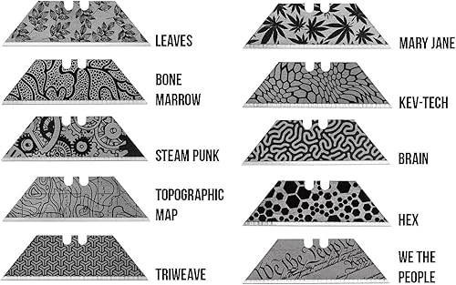 Miniatura 5 de NDZ Performance Reemplazo de hoja de acero para cuchillos utilitarios y cortadores de caja, diseños personalizados grabados con láser de doble cara,