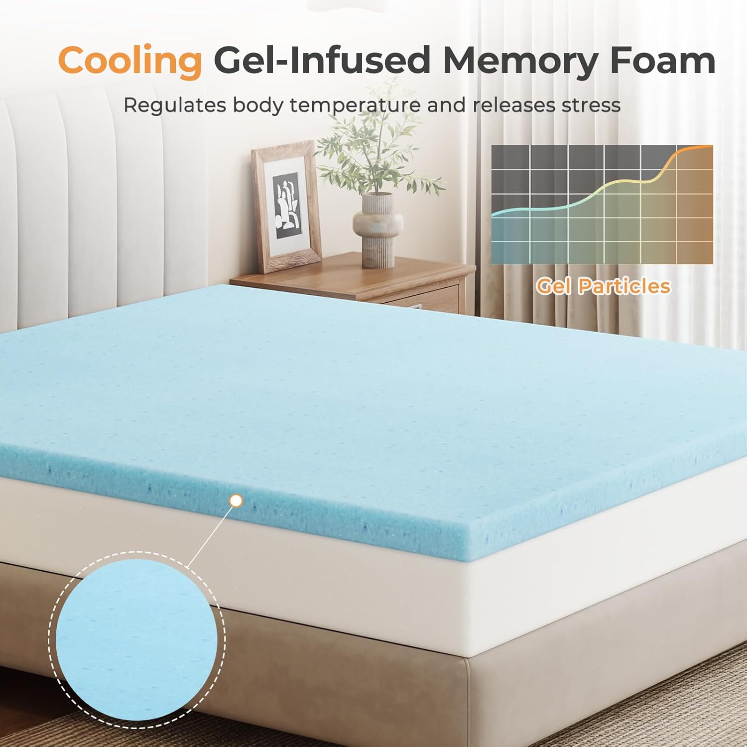 Vesgantti Cal King Mattress, 10 Inch Gel Memory Foam Mattress Cal King Size with Comfort Foam for Pressure Relief & Cool Sleep & Body Support, Made in USA, Medium Feel Bed in a Box, Grey