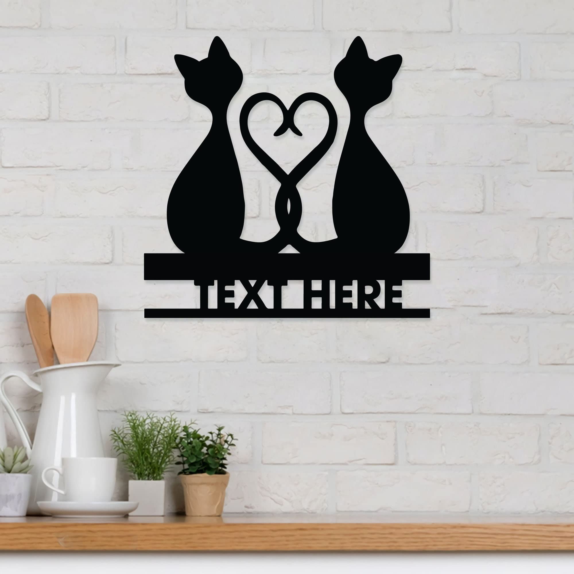 Décoration Murale Métal Personnalisée Motif Chat Noir - Pour Intérieur/extérieur, Anti-rouille, Cadeau Original