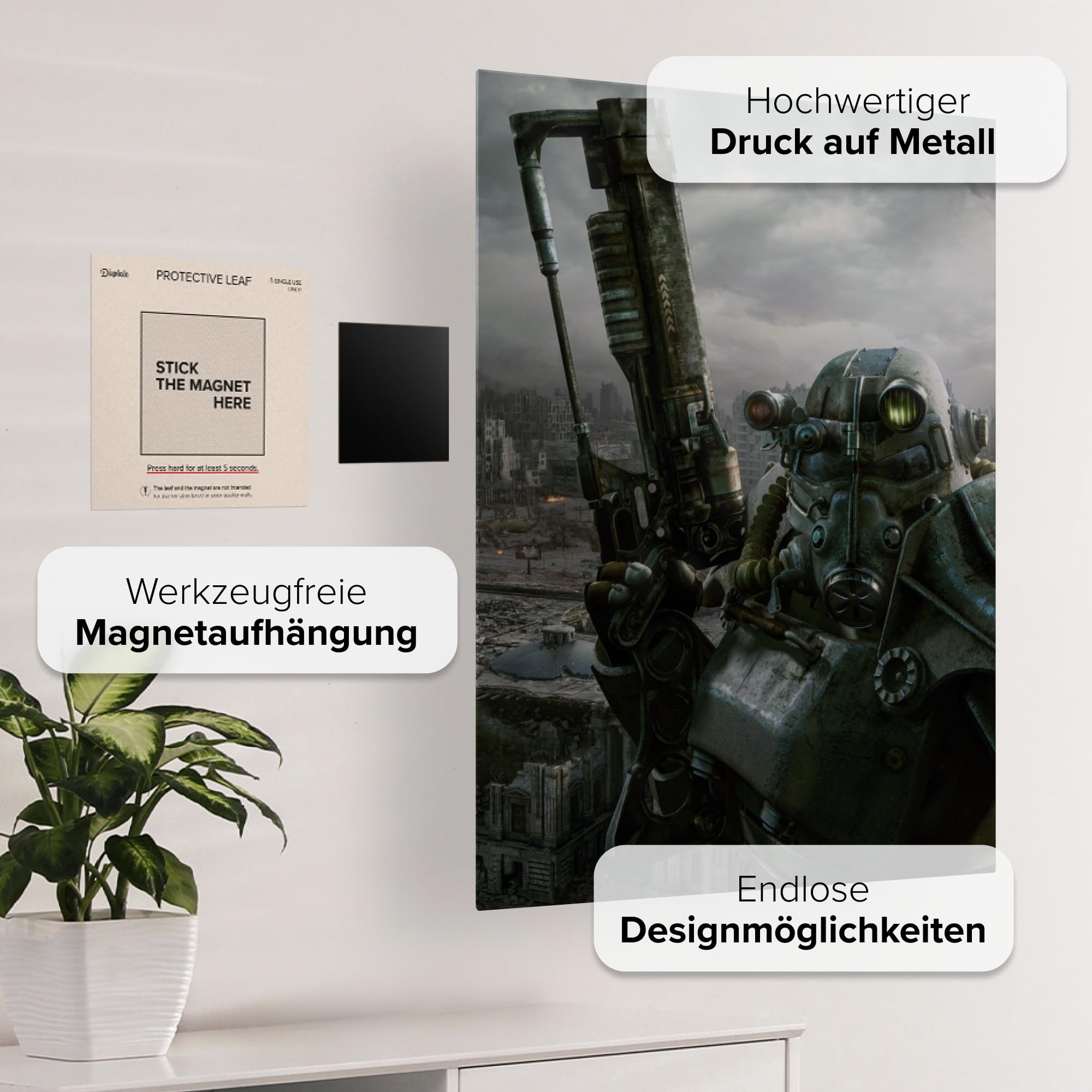 Displate - Poster In Metallo - Montato a Magnete - Fallout - Mech Suit