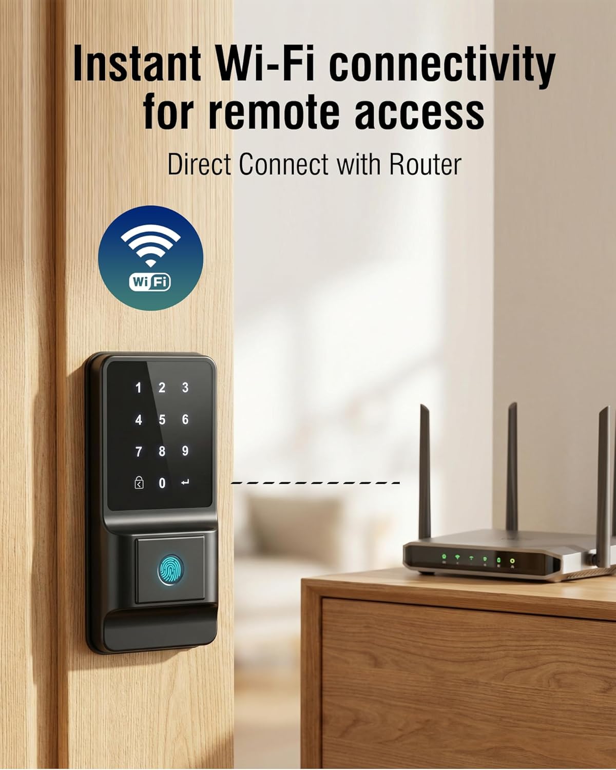 LeLoupFidele Smart Lock with Built-in Wi-Fi, Keyless Entry Door Lock with Touchscreen Keypad, App Remote Control, Auto Lock, Compatible with Alexa, Easy Installation for Front & Back Door