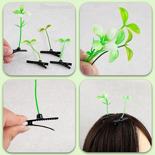 Miniatura 3 de Framendino, Paquete de 200 horquillas para el cabello de brotes de frijol, accesorios de horquillas para plantas, 4 estilos