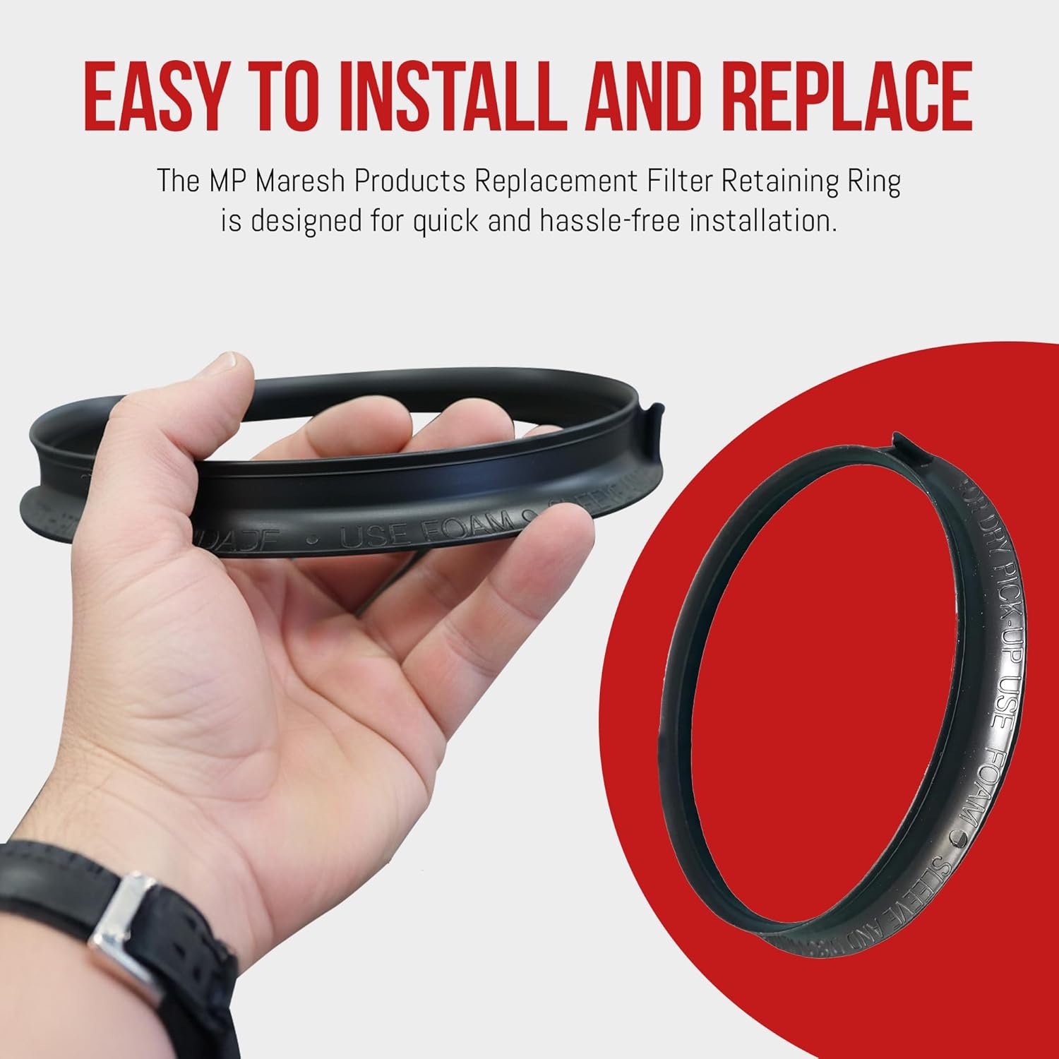 MP Maresh Products Replacement Filter Retaining Ring–Compatible with Shop-Vac VF2002, Vacmaster & Genie Wet/Dry Vacuums – Use with Foam & Round Paper Reusable Filters Only – Not for Cartridge Filters