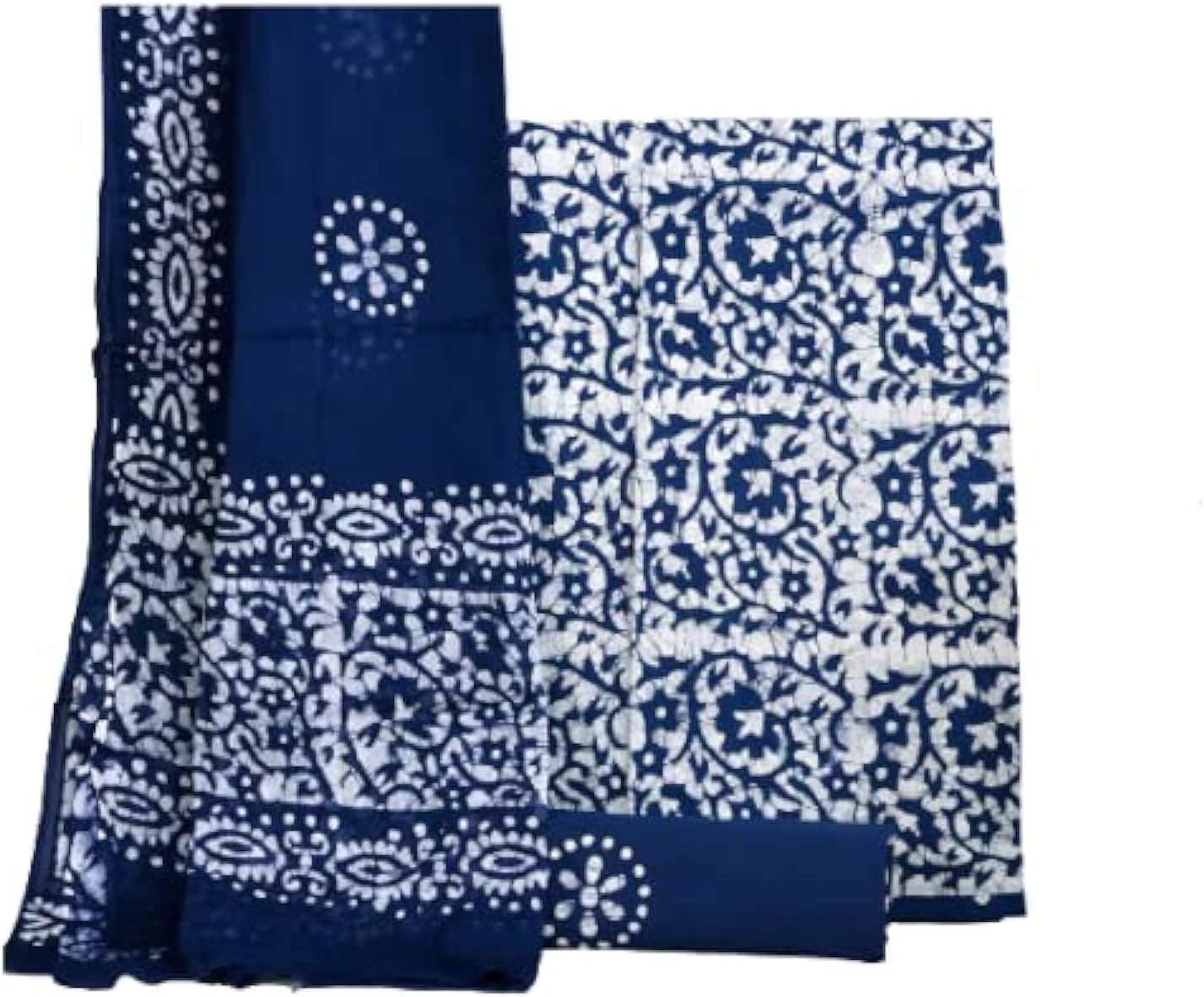 Women's Rajasthani Jaipuri Cotton Battik Print Hand Dyed Ethnic Daily Festival Office Suits Set Dress Material