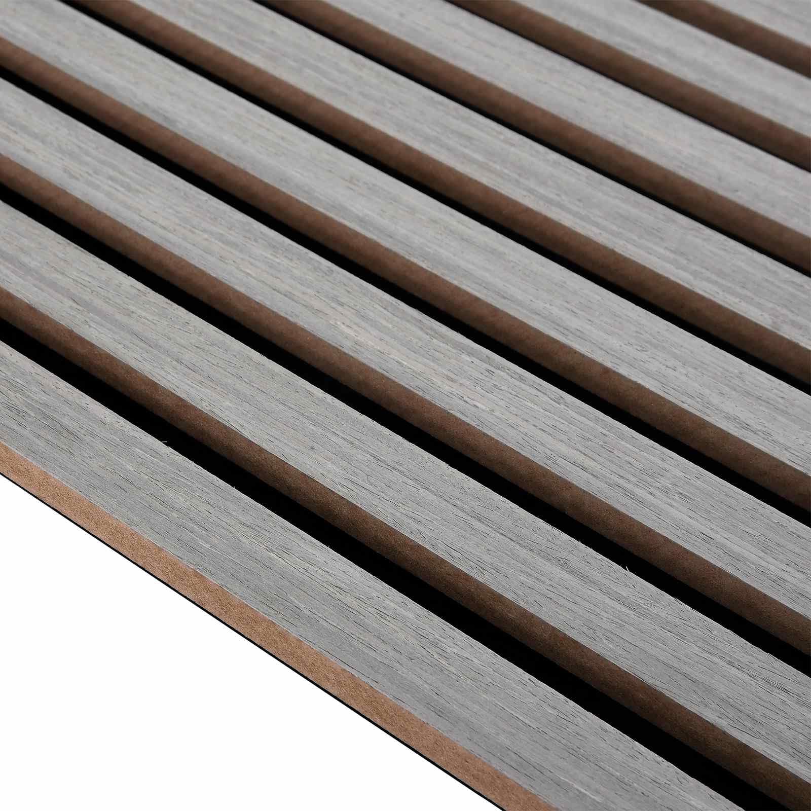 Set di 8 pannelli da parete in legno impiallacciato di rovere grigio, 60,5 x 60 cm, rivestimento murale per interni ed esterni, pannelli acustici per un design moderno