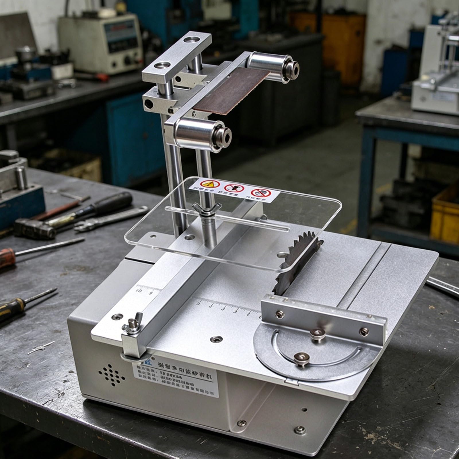 Przemysłowa elektryczna piła tarczowa, 5000-10000 obr./min, blat stołu ze stopu aluminium, łącznie z brzeszczotem i zestawem wierteł, mini piła stołowa do polerowania, szlifowania