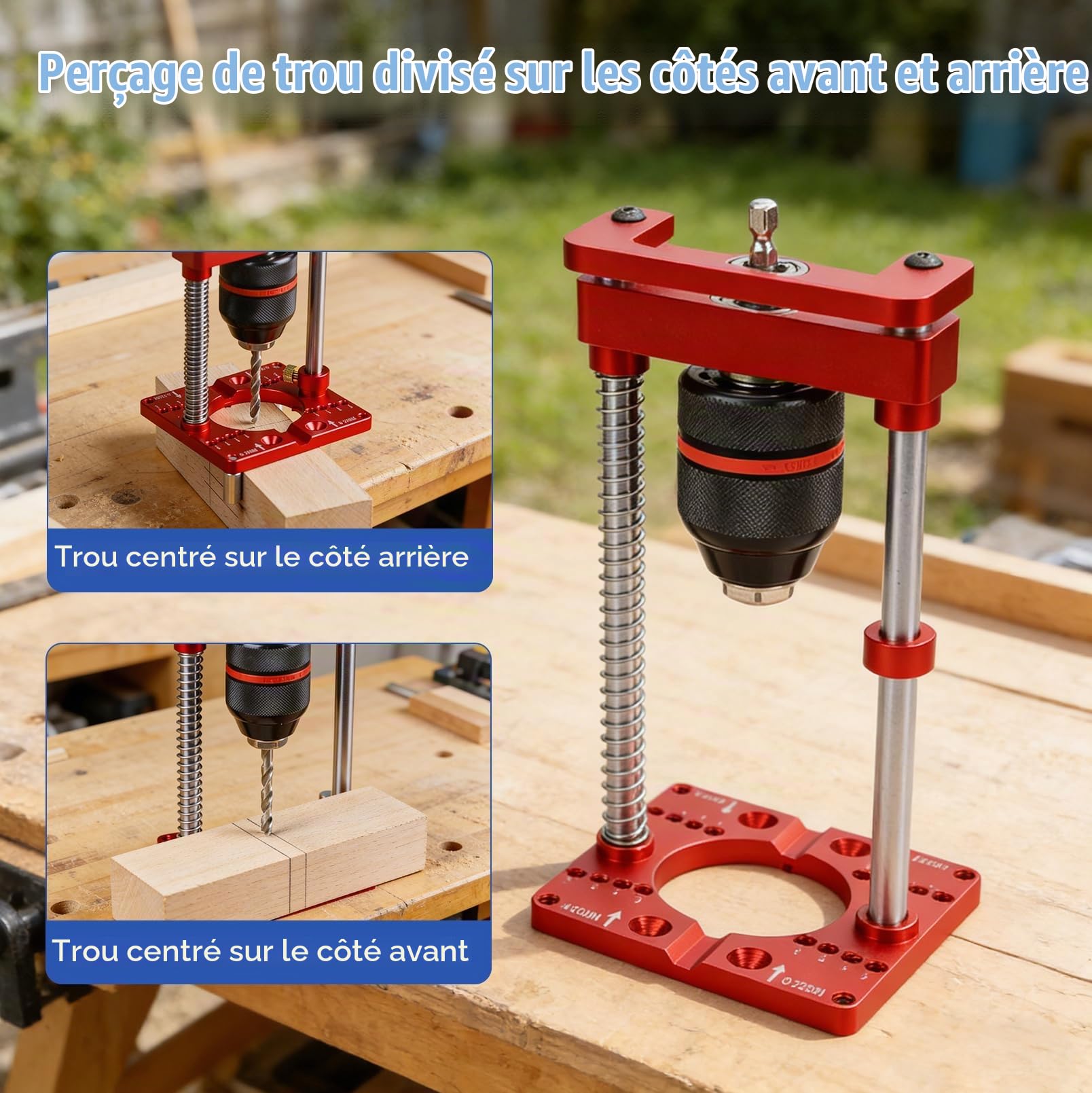 Support de Forage et Support de Perceuse, Réglable Support de Forage | Dispositif de Perçage Portable pour Bois, Aide au Perçage Portable, Support de Perçage avec Mandrin pour Perçage Précis Dans