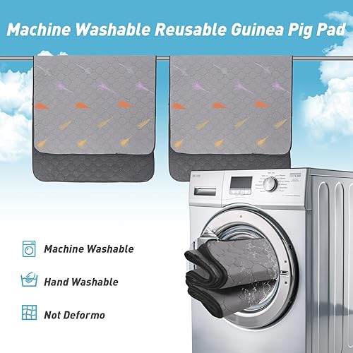 Miniatura 5 de 2 forros para jaula de conejillo de indias, cobayas, forro polar de 24 x 24 pulgadas, almohadillas de orina lavables súper absorbentes,