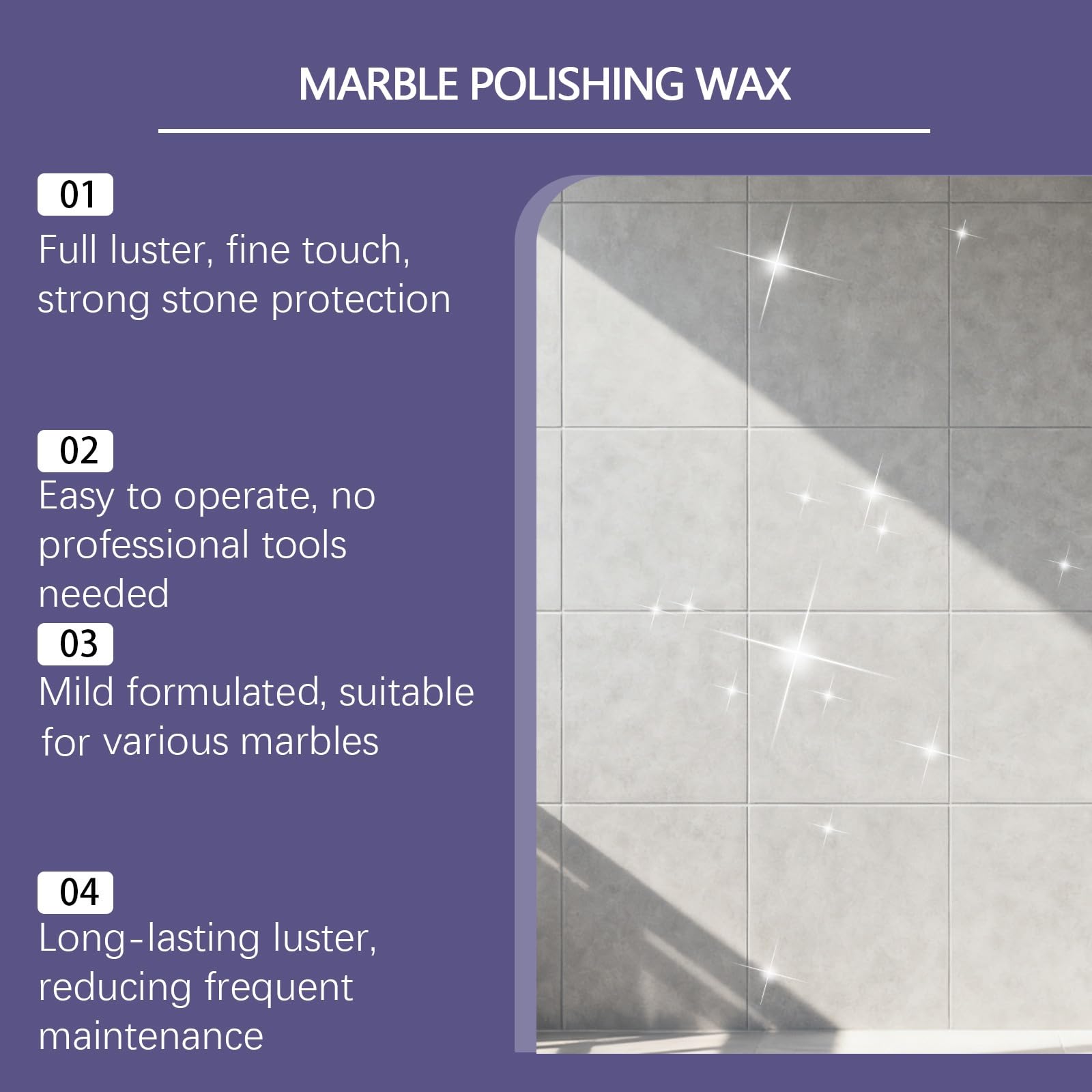Marmorpolierpaste, professionelles Marmorpolierwachs für Granit, Quarz, Steinarbeitsplatten, Böden Fliesen. Verleiht neuen Glanz und entfernt Mattheit. Langanhaltender, wasserfester Schutz. (6pcs)