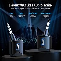LEKATO 5.8GHz Vezeték Nélküli Gitár Rendszer Töltődobozzal - 4 Csatornás Adó-Vevő Szett Gitárhoz, Basszushoz és Elektromos Hangszerekhez 3