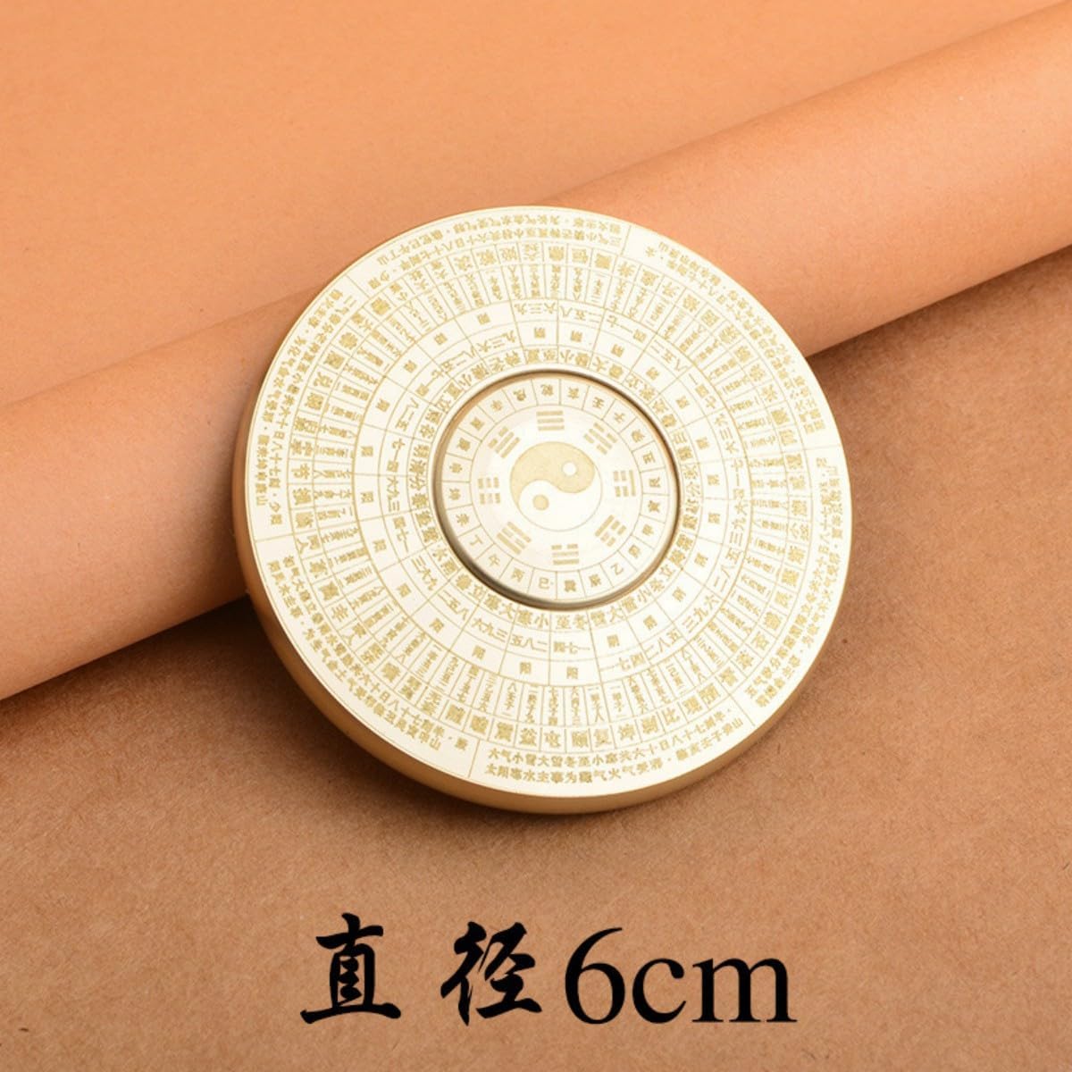 fengshui Lucky Home Office ornaments 黄铜复古实心随身迷你小罗盘太极