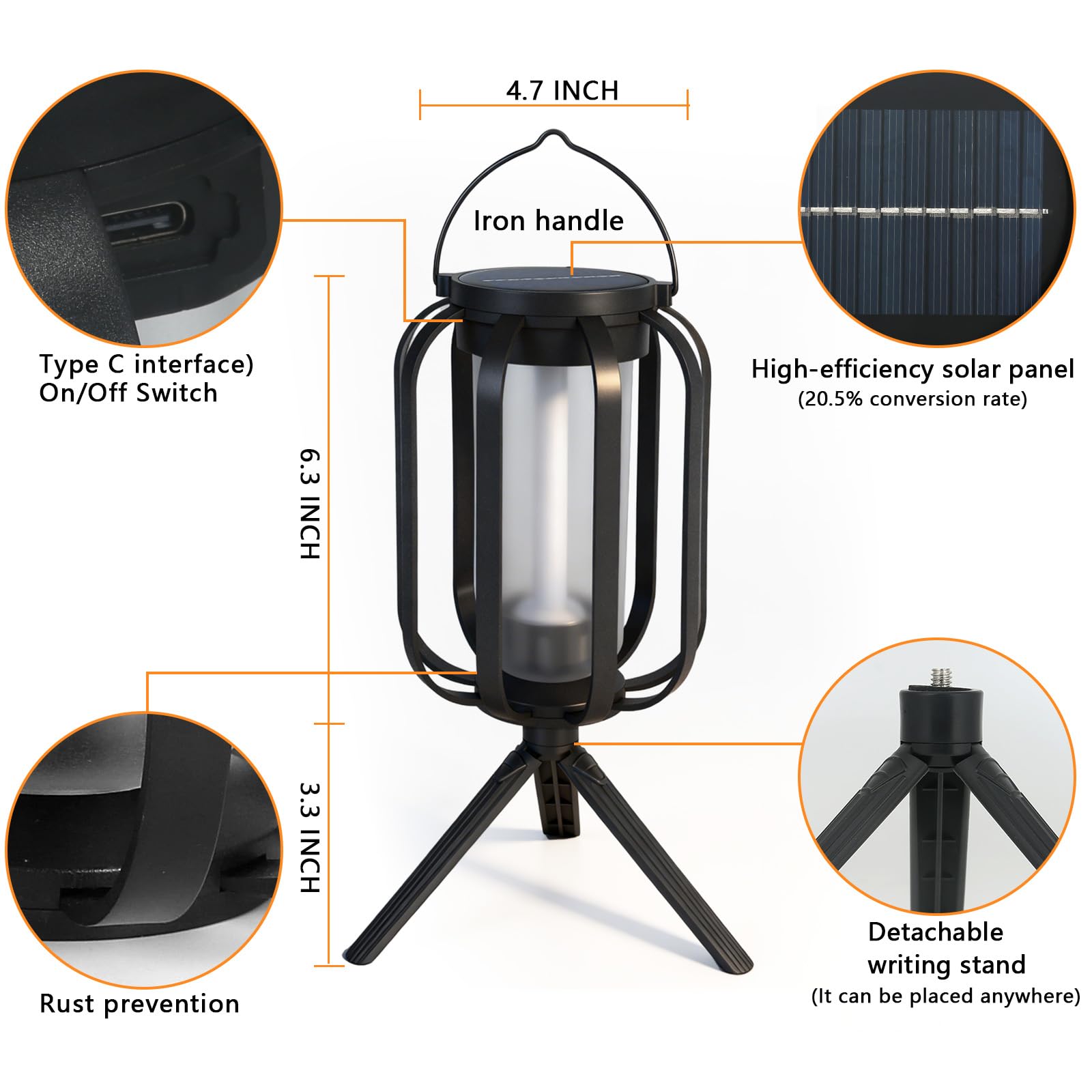 Farol solar para exteriores, paquete de 2 faroles solares impermeables con llama parpadeante, farol colgante decorativo para exteriores