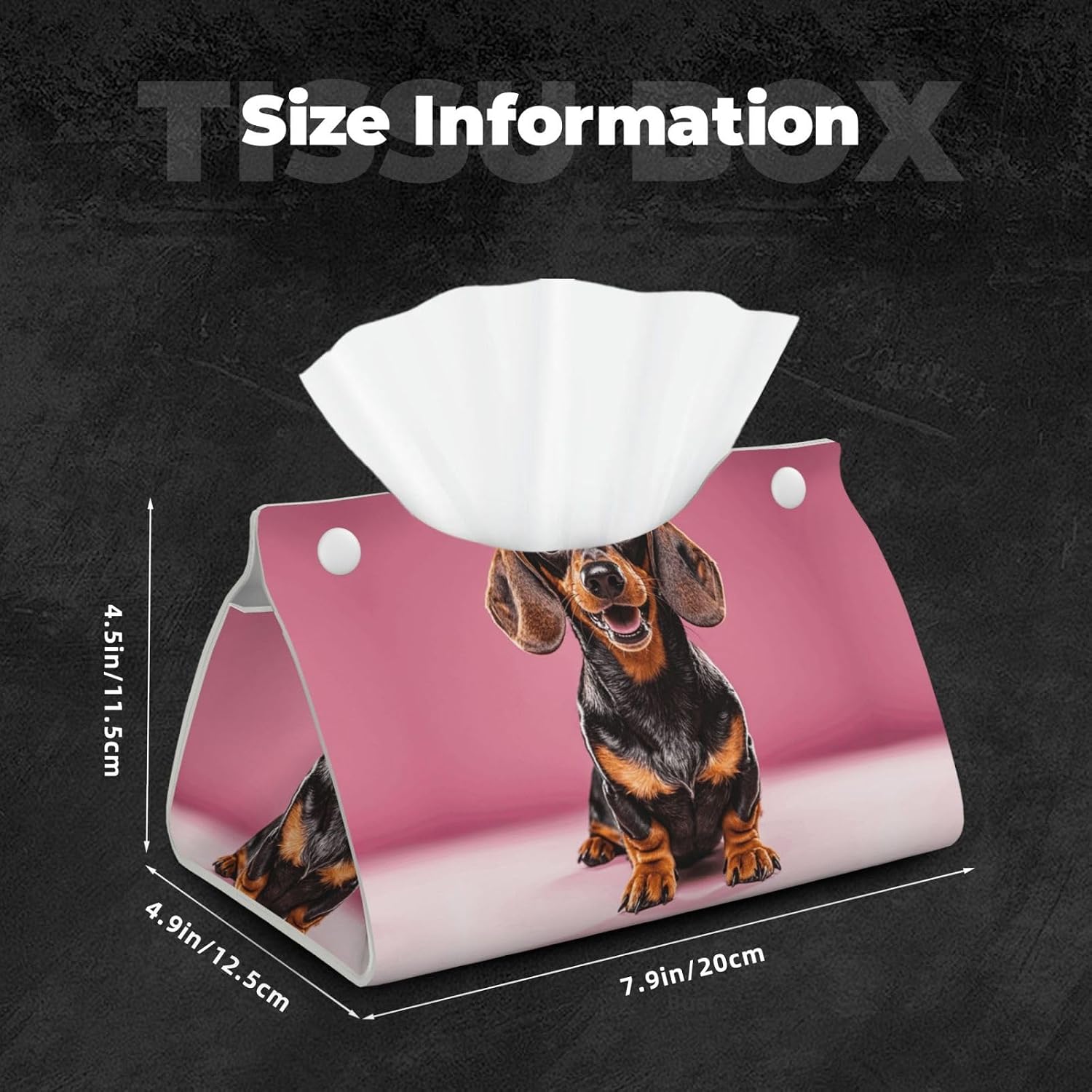 Decorative Tissue Box Cover Dachshund Weiner Pet Dogs Tissue Box Holder Aesthetic Leather Storage Organizer Box for Bathroom Vanity Tabletop Night Stands Office Funny Home Decorative Tissue Case image 2