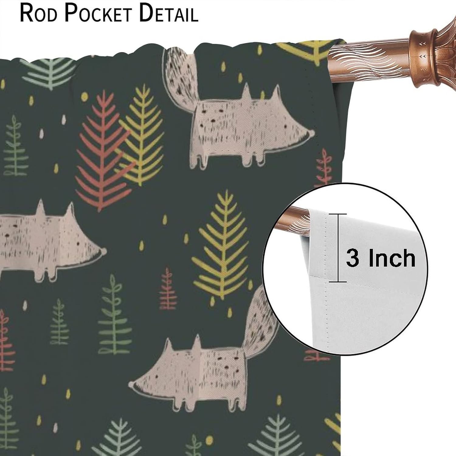 Kids Forest Animal Curtains,Cute Fox Wild Animals Blackout Curtains for Living Room Window Drapes 2 Panel Set 55" x 63"