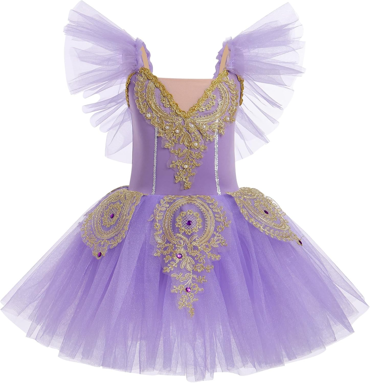 AFAVOM Ballet Leotards for Girls Ballerina Performance Swan Lake Costumes Embroidery Tulle Camisole Skirted Leotard Dancewear