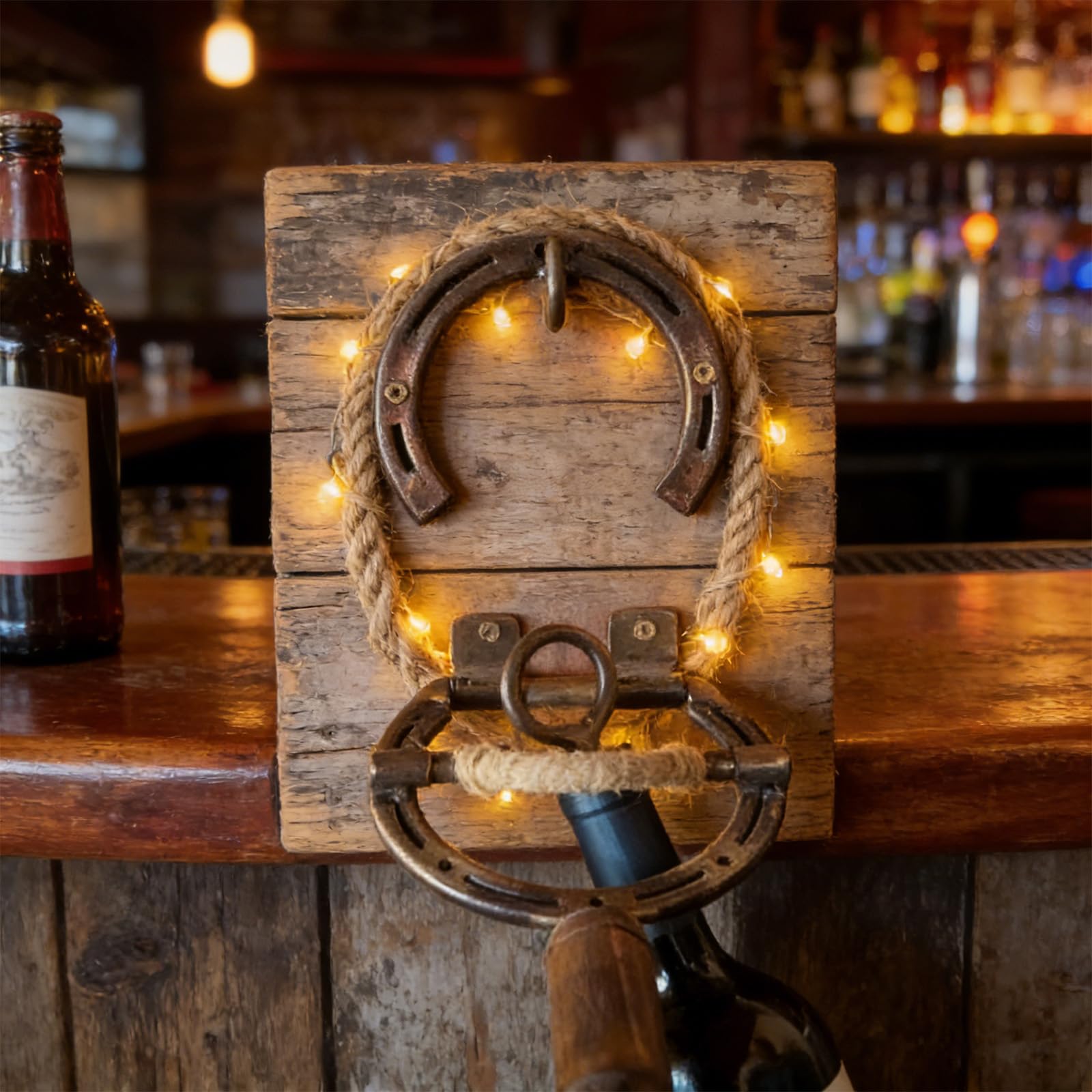 Unique Farmhouse Industrial Horseshoe Wall Mounted Wine Bottle Opener Decorative Fattoria Wall Art Decors