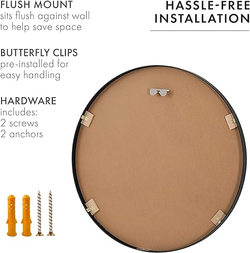 Miniatura 5 de SHERBECK Espejo de pared redondo grande de 240in con marco de aluminio cepillado y marco negro para baño decoración de pared para entradas baños y