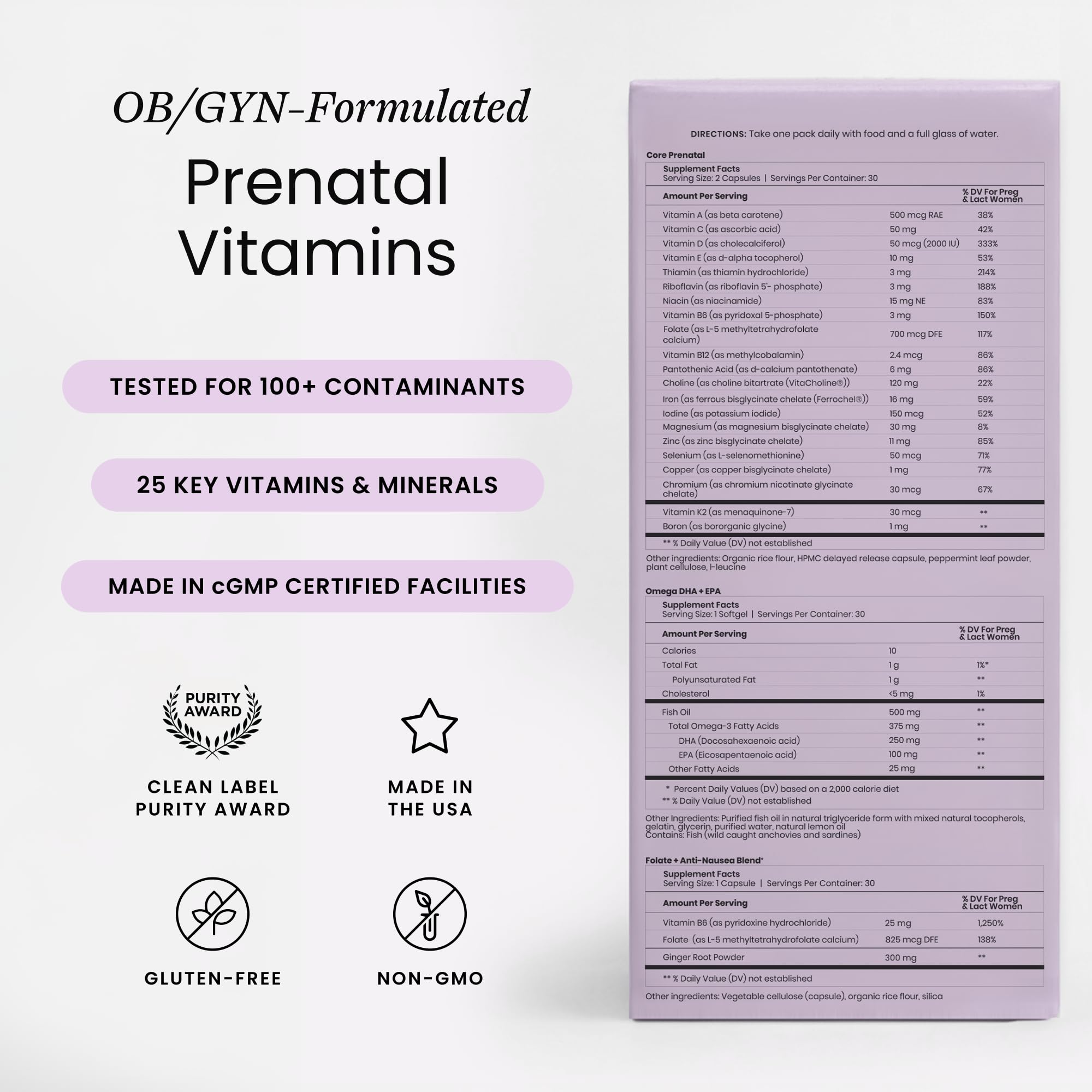 Perelel 1st Trimester Prenatal Vitamins for Women, Folate, Omega 3, Iron — Amazon image 2