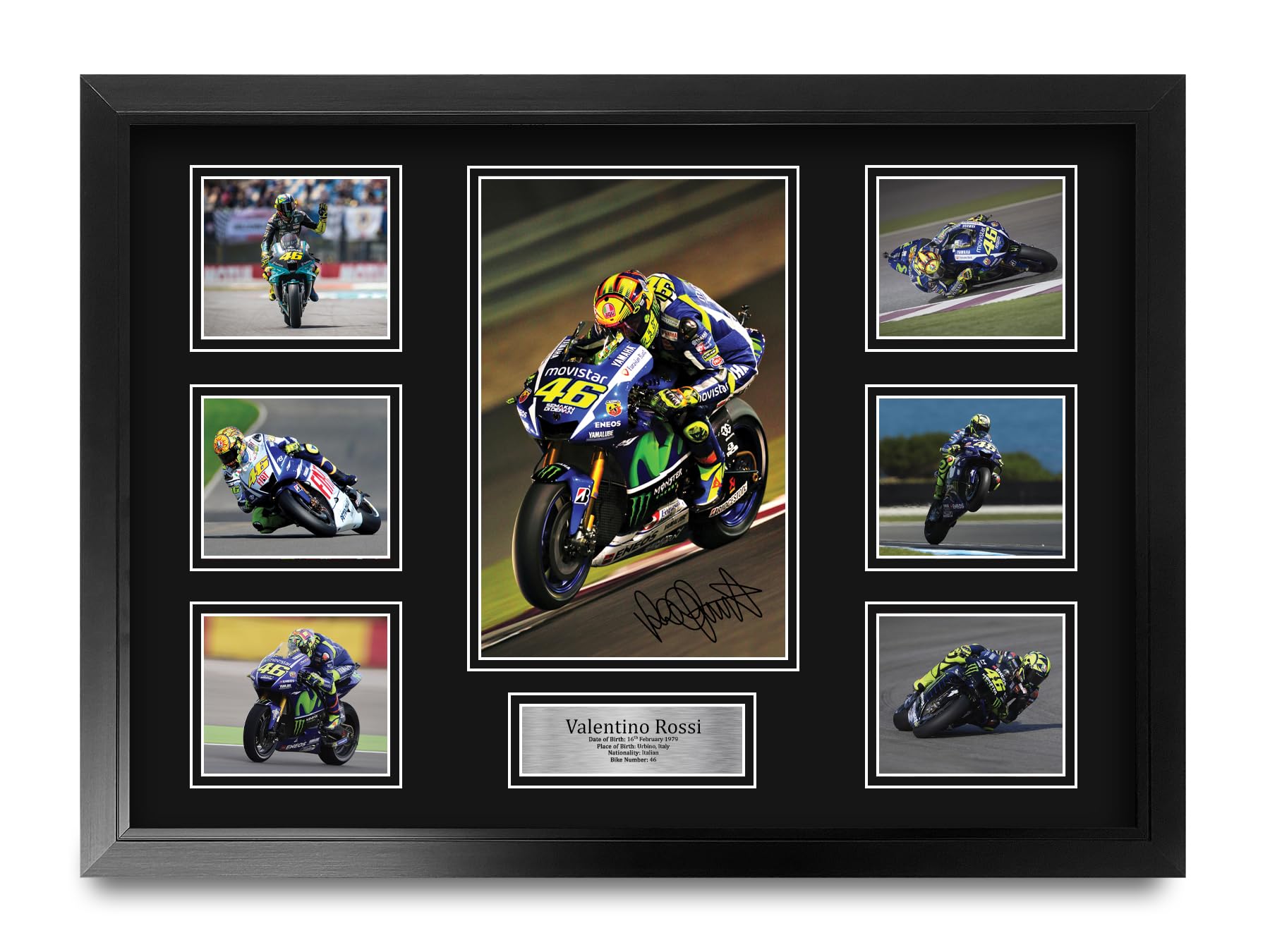 HWC Trading Valentino Rossi Gifts Printed Signed Autograph Picture for MotoGP Racing Fans - A2 Framed (ID-006601)