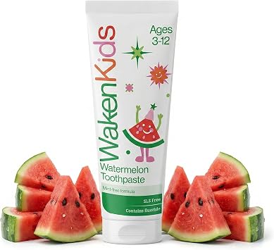 Waken Kids Toothpaste Watermelon 75ml, Fluoride, Ages 3-12, Mint-Free