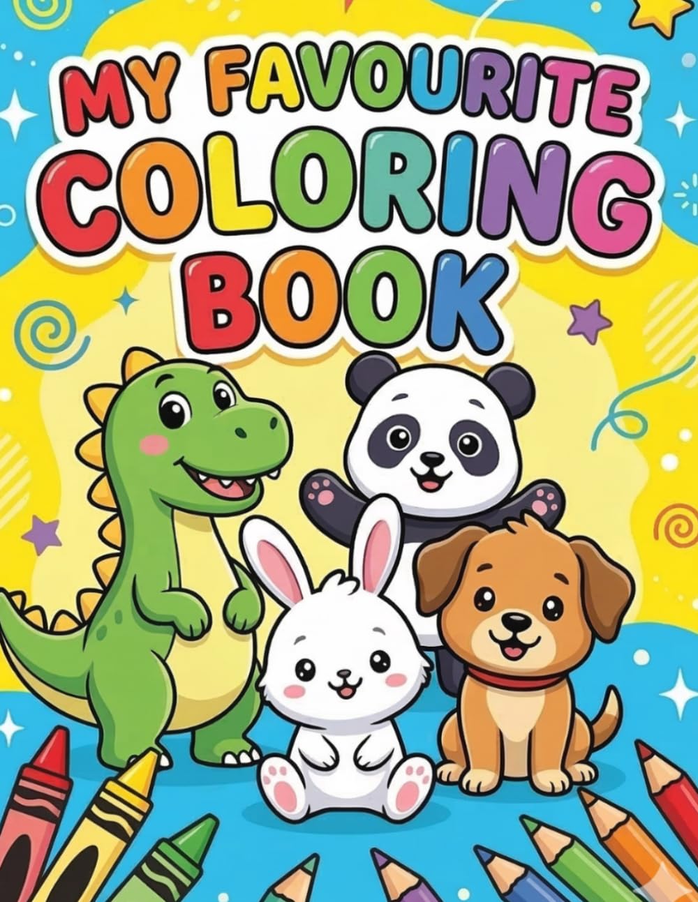 My Favourite Coloring Book: Animals & Vehicles for Kids Ages 3–6