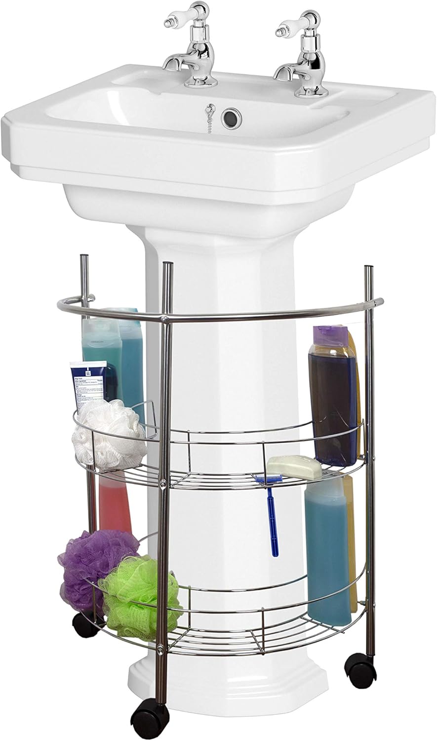 Limited Discount Home Basics Under The Shelves 2 Tier Under The Sink Pedestal Rolling Shelves & Storage Organizer for Extra Kitchen & Bathroom Cabinet Storage, Chrome Super Brands Home Basics Under The Shelves 2 Tier Under The Sink Pedestal Rolling Shelves & Storage Organizer for Extra Kitchen & Bathroom Cabinet Storage, Chrome