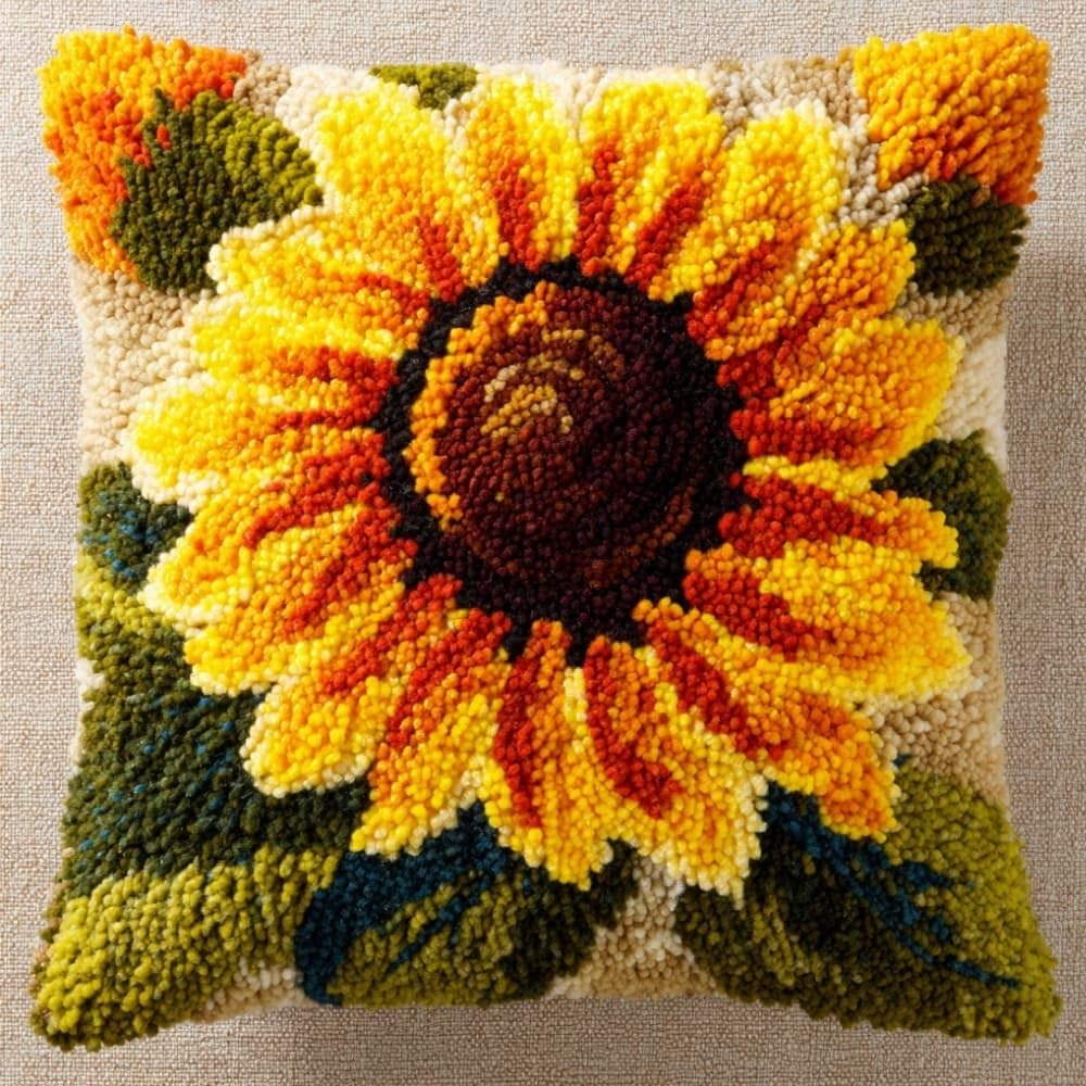 Taxpy Latch Hook Cushion Kits Sunflower 17X17 Inch