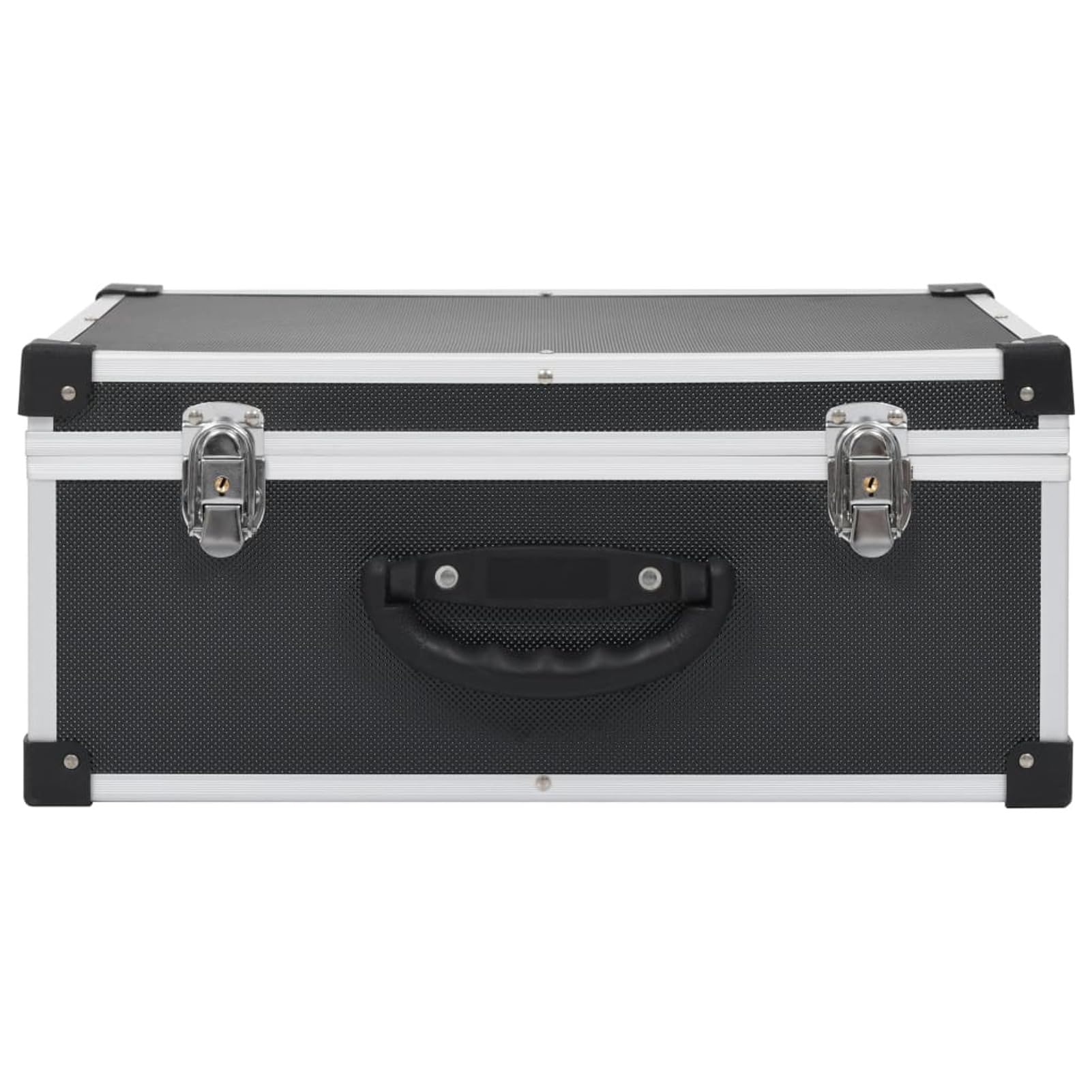 Custodia per CD, 60 Dischi, Chiusura a Chiave, Angoli rinforzati, Legno con Rivestimento ABS e Finiture in Alluminio, Nera, 43 x 29,5 x 18,5 cm for archiviazione Domestica e Ufficio