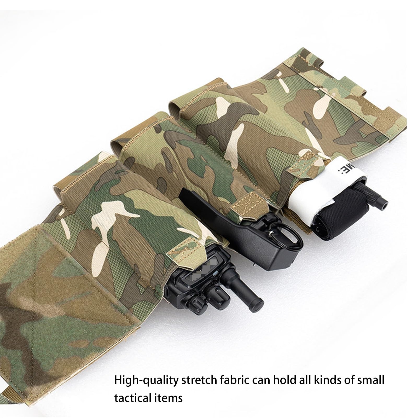Cintura Laterale Tattica Sgancio Rapido, Fascia Elastica con Sistema MOLLE | Compatibile con caricatori calibro 5,56, design a cintura ventrale, nylon 500D, fissaggio con velcro, per LV119
