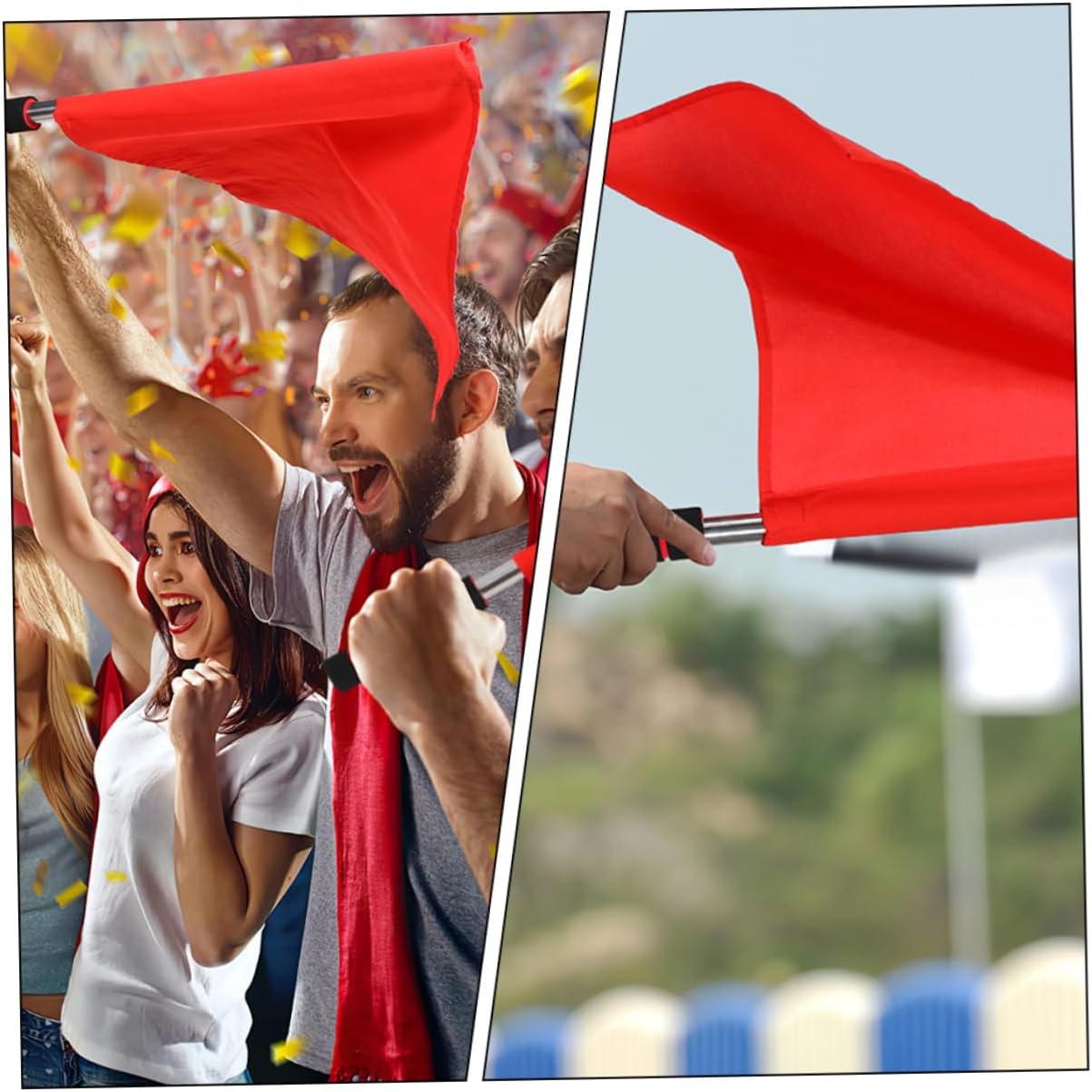Kisangel 3pcs Handheld Signal Flags for Traffic Safety Ergonomic Pole Lightweight Commanding Referee Flags for Sports Bright Colors for Visibility
