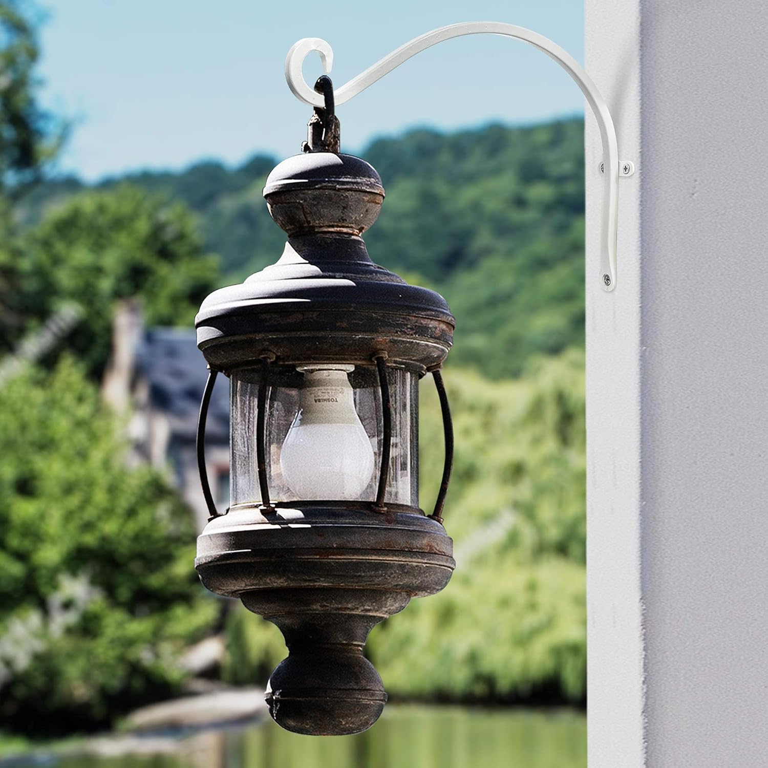 Qiang Ni Bird Feeder Hanger: 12-Inch Wall-Mounted Plant Bracket Outdoor - 4 Pieces White Plant Hooks for Hanging Flower Baskets